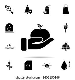 Apple, hand icon. Universal set of ecology for website design and development, app development