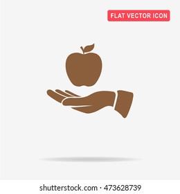 Apple and hand icon. Vector concept illustration for design.
