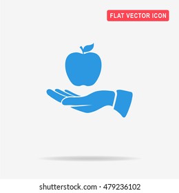 Apple and hand icon. Vector concept illustration for design.