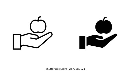 Apple in hand icons vector graphic pack