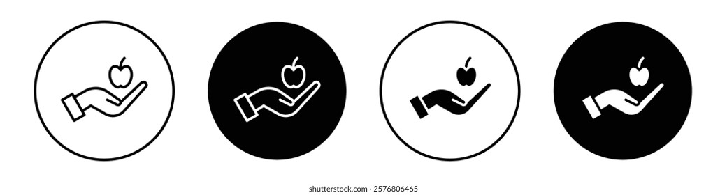 Apple in hand icons vector pack for web designs