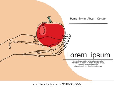 apple in hand. illustration. symbol for website design
