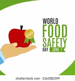 An Apple In Hand With A Label Fit For World Food Safety Day