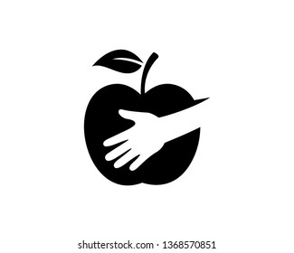Apple and Hand Logo Template, Icon, Symbol - Vector