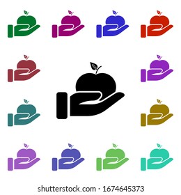 Apple, hand multi color style icon. Simple glyph, flat vector of ecology icons for ui and ux, website or mobile application