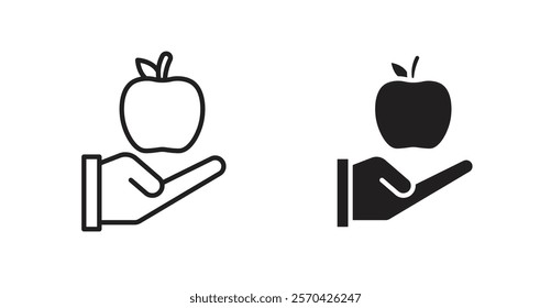 Apple in hand vector web icons set