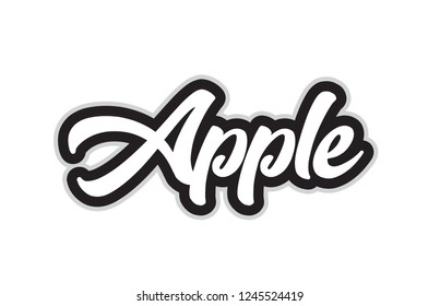 apple hand written word text for typography design in black and white color. Can be used for a logo, branding or card