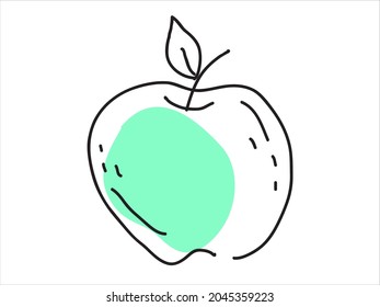 Apple in a hand-drawn style. Icon for sports, diet, fitness. 
A healthy lifestyle. 
Vector doodle illustration