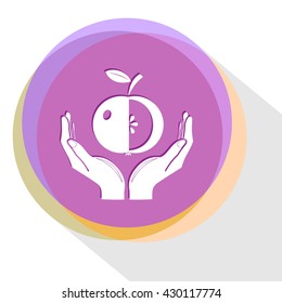apple in hands. Internet template. Vector icon.