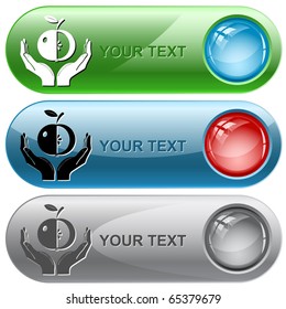 apple in hands. Vector internet buttons.