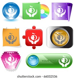 apple in hands. Vector internet buttons.