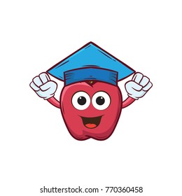 apple happy graduatin cartoon vector ilustration