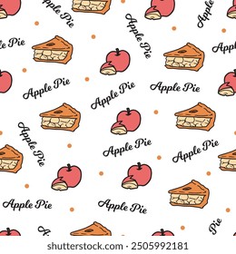 Apple Harvest Season Freshly Baked Pie Pattern. Ideal for kitchen decor, textile designs, or any creative project that aims to bring a touch of homely warmth and sweetness.