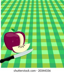 apple has been cut by a knife	