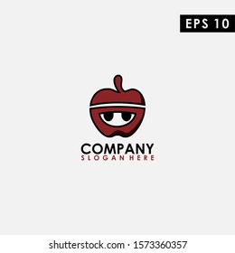 Apple Of Head Ninja Logo Design Vector Template. Modern Design. Vector Illustration