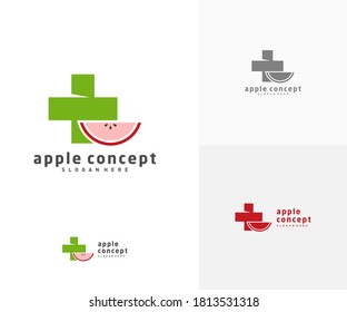 Plantilla vectorial de diseño de logotipo Apple Health, símbolo de icono de Apple Fruits