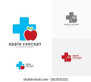 Apple Health logo design vector template, Fruits Apple icon symbol
