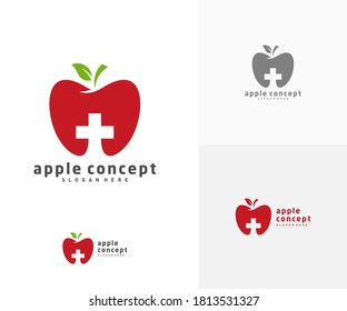Apple Health logo design vector template, Fruits Apple icon symbol