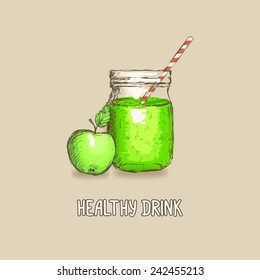 apple healthy drink - vector illustration. eps 10