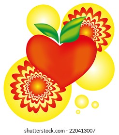 Apple heart with flash ornament symbol - vector illustration