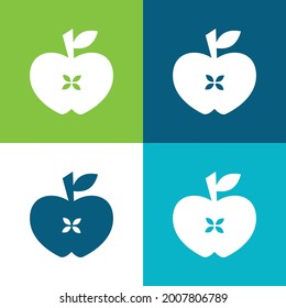Apple Heart Flat four color minimal icon set