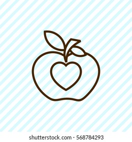Apple and heart flat icon