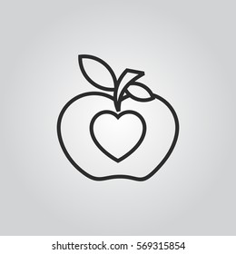 Apple and heart flat icon