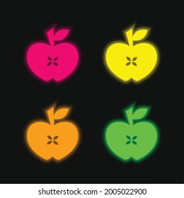Apple Heart four color glowing neon vector icon