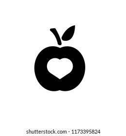 apple and heart icon. healthy food icon. diet symbol