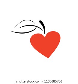 Apple heart icon, logo, red
