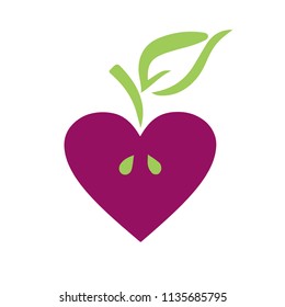 Apple heart icon, logo, red
