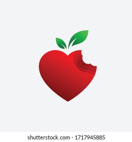 apple with heart logo template