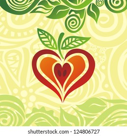 Apple heart pattern background vector illustration
