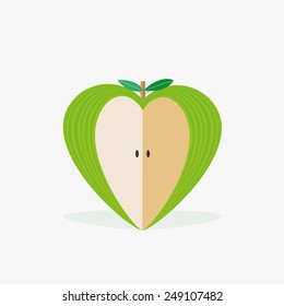 apple heart vector icon illustration