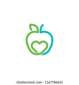 Apple And Heart Vector Logo Design