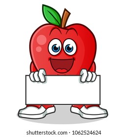 apple holding board mascot vector cartoon illustration