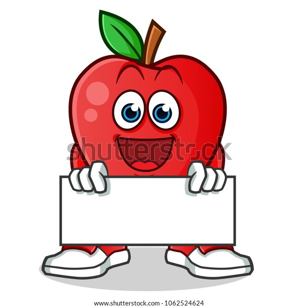 Apple Holding Board Mascot Vector Cartoon Stock Vector (Royalty Free ...