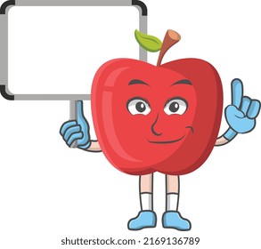 Apple holding sign whiteboard design character, design vector illustrator, character design on white background.