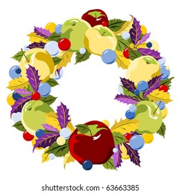 Apple and holly holiday wreath