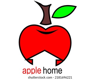 apple home logo and red apple symbol template illustration on white background