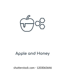 Apple and Honey concept line icon. Linear Apple and Honey concept outline symbol design. This simple element illustration can be used for web and mobile UI/UX.