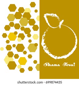 Apple and Honey with honeycomb. Shana Tova - Happy New Year (hebrew)