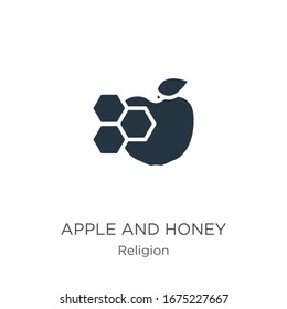 Vektorillustration von Apfel und Honig. Trendy flacher Apfel und Honig Symbol aus der Religionssammlung einzeln auf weißem Hintergrund. Vektorillustration-Illustration kann für Web- und Mobile-Grafikdesign, Logo, eps10 verwendet werden