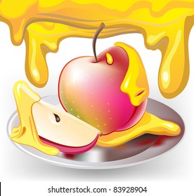 Apple with honey, traditional jewish celebrate symbol of new year