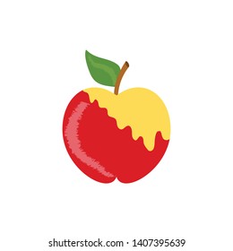 Apple with honey vector icon in flat, cartoon style. Vector illustration is isolated on white background. Apple icon is a symbol of healthy lifestyle, can be used for your design, as logo, app, ui.