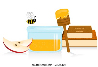 Apple and Honey Vector Illustration