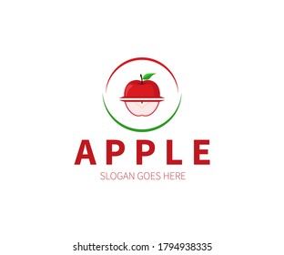 Cortar horizontal de Apple en un concepto de logotipo de círculo abstracto. Ilustración de diseño de vectores. Plantilla de vectores de símbolos e iconos.