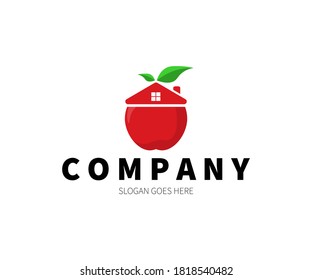 Apple House / Home Logo Concept. Vector Design Illustration. Symbol and Icon Vector Template.