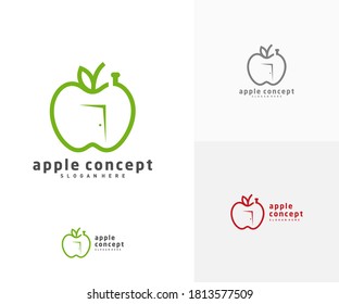 Apple House logo design vector template, Fruits Apple icon symbol