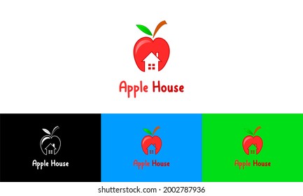 Apple house logo with fruit theme. suitable for company logos, shops, communities